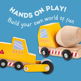 Cots and Cuddles Wooden Construction Vehicle Set for Kids