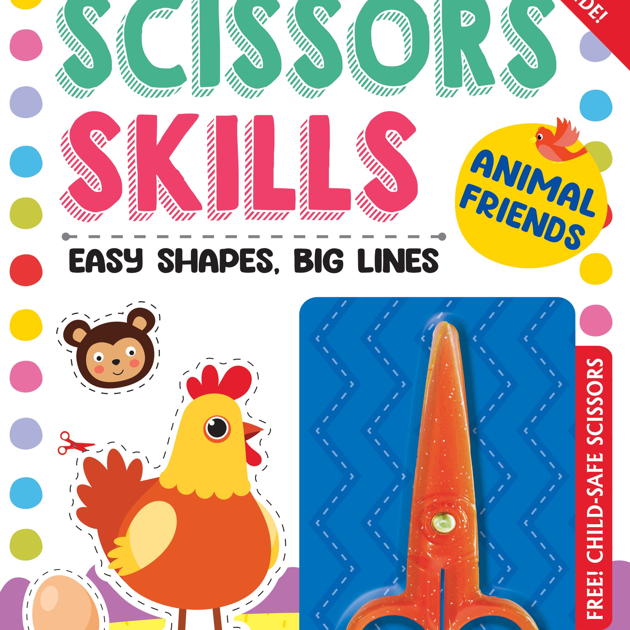 Animal Friends Scissors Skills Activity Book for Kids Age 4 - 7 years | With Child- Safe Scissors, Games and Mask
