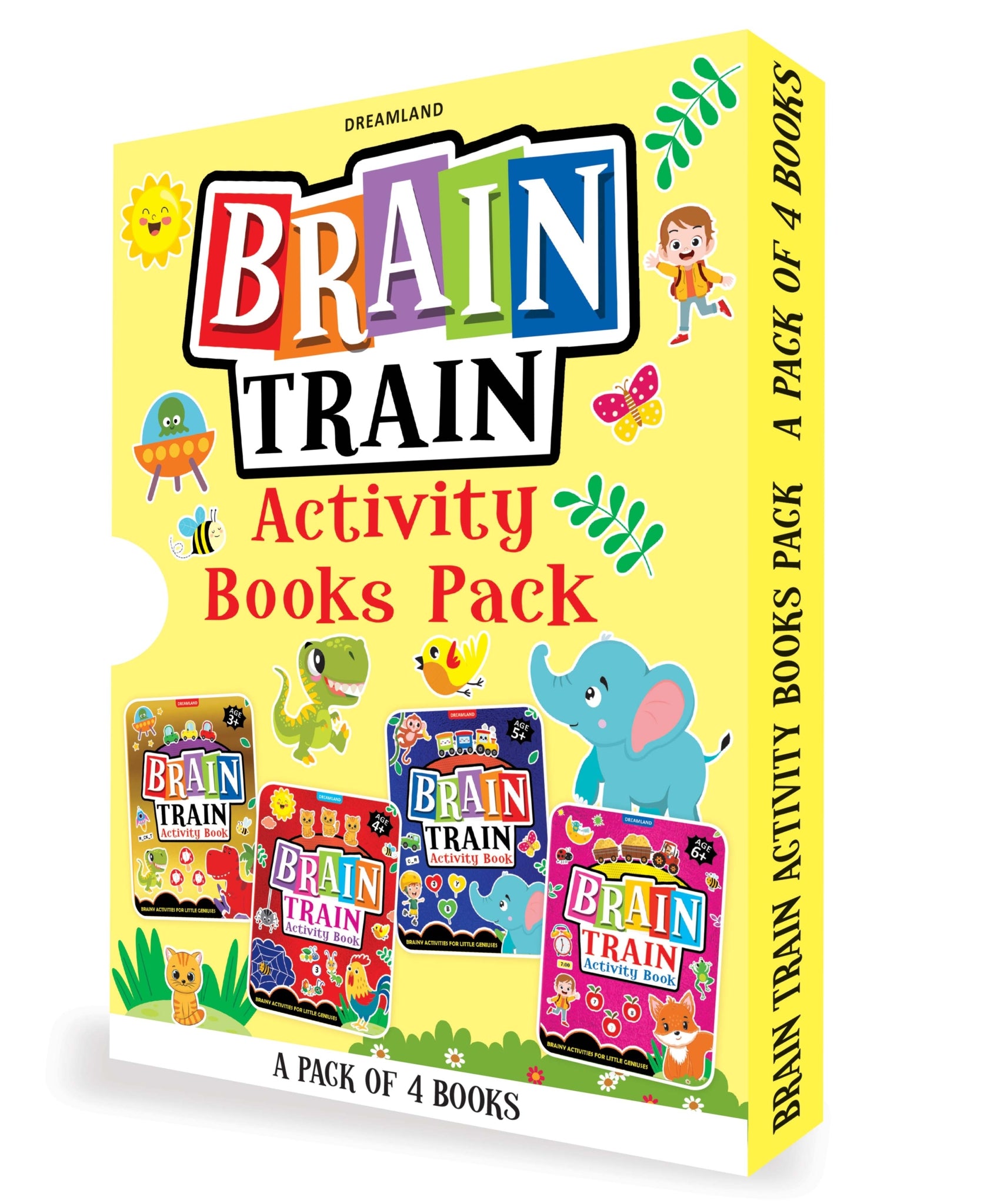 Brain Train Activity Books Pack- A Set of 4 Books - With Colouring Pages, Mazes, Puzzles and Word searches Activities