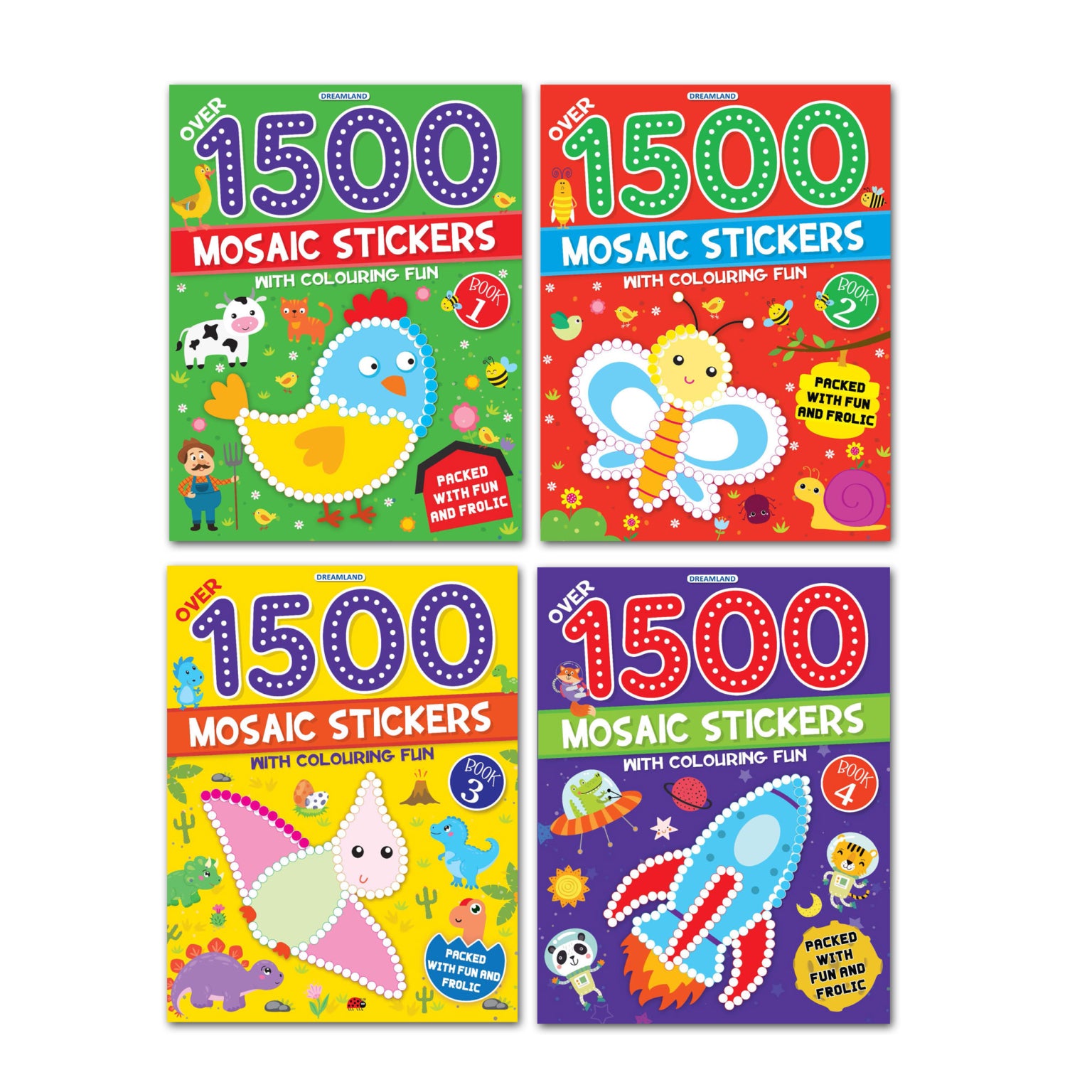 1500 Mosaic Stickers Books Pack - A Set of 4 Books  Sticker Book for Kids Age 4 - 8 years