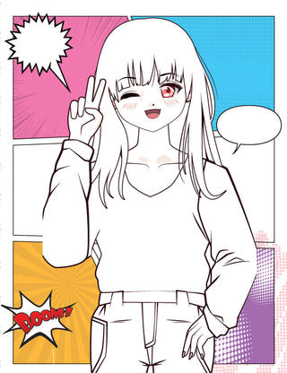 Colour Your Own Manga Book 1  With Free Manga Colouring Poster Age 4+
