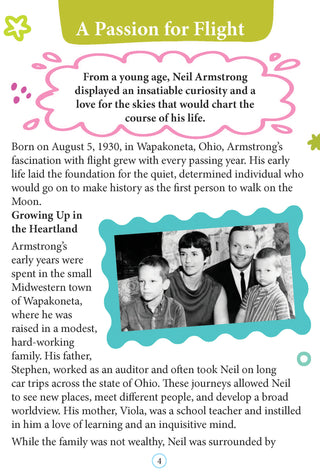 Neil Armstrong Icons of Inspiration  Illustrated Biography for Kids Age 6 - 12 Years