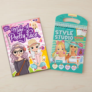 Lil Girl Create a Face & Style Studio Fashion Sketch Activity Part-2,  Activity Book Pack of 2