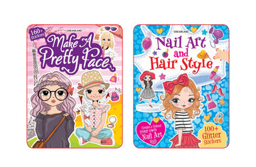 Make A Pretty Face and Nail Art, Hair Style Pack- 2 Books : Interactive & Activity Book for Kid