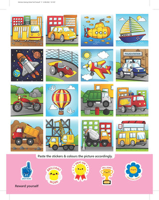 Vehicles- It's Colour time with Stickers