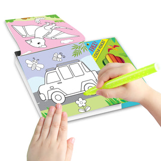 Cute Toddlers - 2 Fun Dinosaurs Colouring Book with 6 Colour Pencils, Art and Craft Drawing Book Set for 4 age, Colouring Book for Toddler, 128 Pages