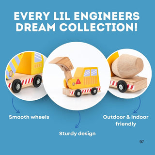 Cots and Cuddles Wooden Construction Vehicle Set for Kids