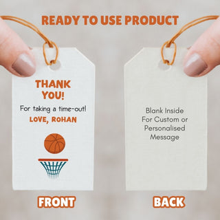 Personalized Thank You Tags for Return Gifts – Basketball (18 Pcs) (PREPAID ONLY)