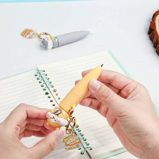 Kawaii Character Bestie Charm Gel Pen | Cute Topper Pen with Keychain 2pc  (Random)
