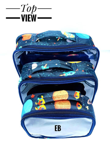 Versatile Storage Solutions: Set of 3 Transparent Multi-Purpose Utility Bags with Different Sizes (Space Blue)