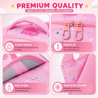 Dream Big Unicorn Kids Backpack with Pencil Case | Ergonomic School Bag for Girls (3+ Years)