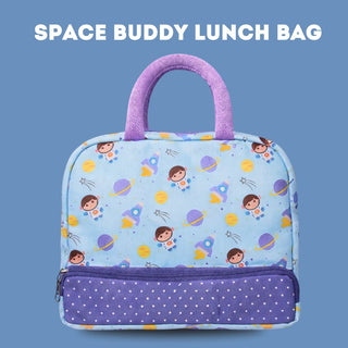 Cots and Cuddles Cute Space Buddy Theme Printed Canvas Lunch Bag for Kids