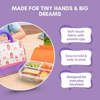 Cots and Cuddles Cute Pretty Princess Theme Printed Canvas Lunch Bag for Kids