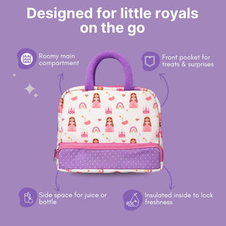 Cots and Cuddles Cute Pretty Princess Theme Printed Canvas Lunch Bag for Kids