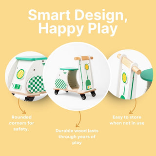 Cots and Cuddles Wooden Scooter for Kids Age 3+ (Green)