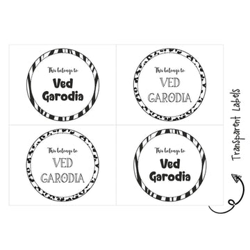 Transparent Labels - Animal Pattern - Pack of 72 Tags - (PREPAID ONLY)