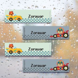 Waterproof Labels - ANIMAL RACER - Pack of 88 labels - PREPAID ONLY