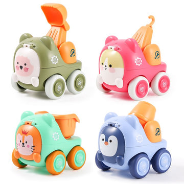 Cute Cartoon Face Construction Vehicles Design Toy for Toddlers 1pc (Random)