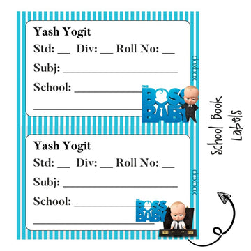 School Book Labels - Baby Boss - Pack of 36 labels - PREPAID ONLY