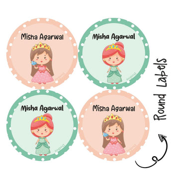 Round Waterproof Labels - Baby Princess (70 pcs) (PREPAID ONLY)