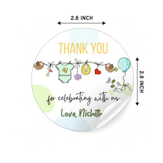 Round Thank You Label - Baby Bird (24 Pcs) (PREPAID ONLY) (Dispatch in 5-6 Days)