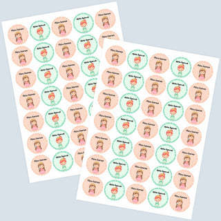 Round Waterproof Labels - Baby Princess (77 pcs) (PREPAID ONLY) (Dispatch in 5-6 Days)