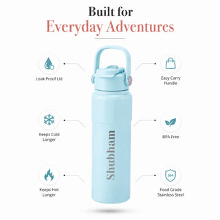 Personalized 2 Way Drinking Pastel Color Vacuum Insulated Water Bottle 1000ml