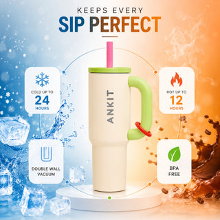 Personalized Insulated Tumbler with Handle & Straw | BPA Free | 5 Bright Colors (PREPAID ONLY)