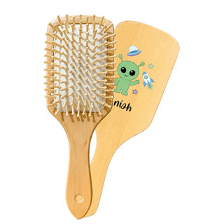 Personalized Wooden Hair Brush for Kids - Alien (PREPAID ONLY)