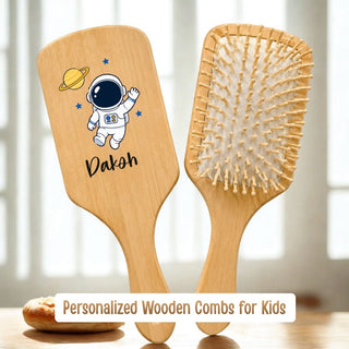Personalized Wooden Hair Brush for Kids - Space (PREPAID ONLY)