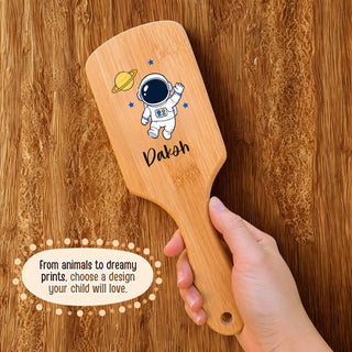 Personalized Wooden Hair Brush for Kids - Space (PREPAID ONLY)