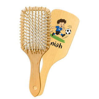 Personalized Wooden Hair Brush for Kids - Football (PREPAID ONLY)