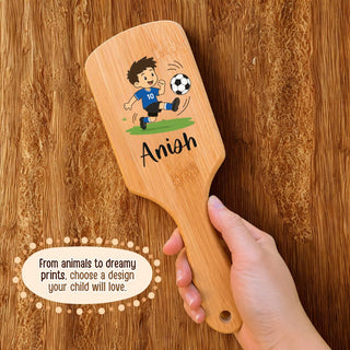 Personalized Wooden Hair Brush for Kids - Football (PREPAID ONLY)