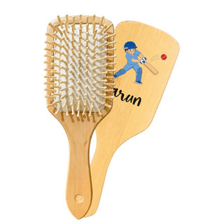 Personalized Wooden Hair Brush for Kids - Cricket (PREPAID ONLY)