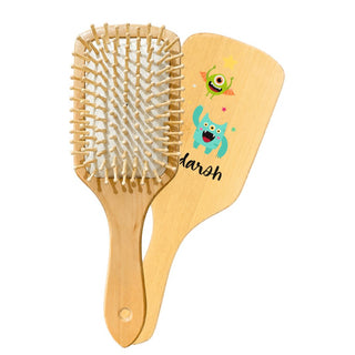 Personalized Wooden Hair Brush for Kids - Monster (PREPAID ONLY)