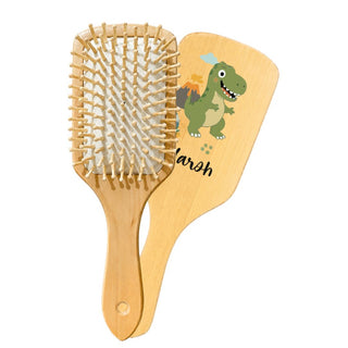 Personalized Wooden Hair Brush for Kids - Dinosaur (PREPAID ONLY)