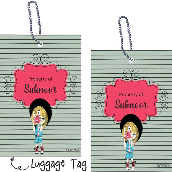 Luggage Tags - Camera Girl Elder - Pack of 2 Tags - PREPAID ONLY
