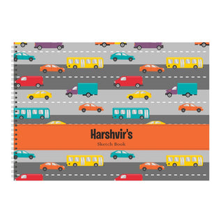 Personalised Sketchbook - Car on Road (PREPAID)