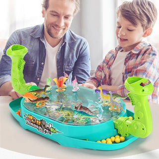 Dino Duel: Catapult Marble Toy - Educational 2-Player Battle Board Game for Parent-Child Fun(BOX DAMAGE)