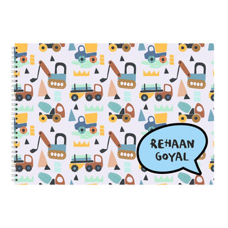 Personalised Sketchbook - Construction Vehicles (PREPAID)