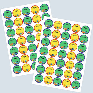 Round Waterproof Labels - Construction Vehicle (77 Pcs) (PREPAID ONLY) (Dispatch in 5-6 Days)