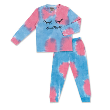 Unicorn Full Sleeves Tie and Dye Good Night Printed Night Suit - Pink & Blue(Uk Size)