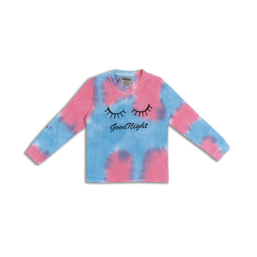 Unicorn Full Sleeves Tie and Dye Good Night Printed Night Suit - Pink & Blue(Uk Size)