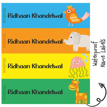 Waterproof Labels - CUTE ANIMALS - Pack of 88 labels - PREPAID ONLY