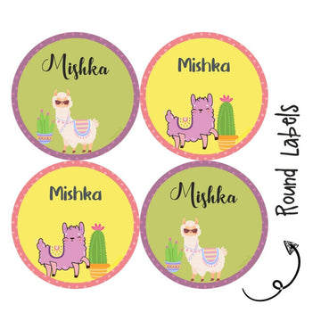 Round Water Proof Label - Cute Llama (70 Pcs) (PREPAID ONLY)
