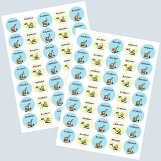 Round Waterproof Label - Cute Construction VehicleS (70 Pcs) (PREPAID ONLY) (Dispatch in 5-6 Days)