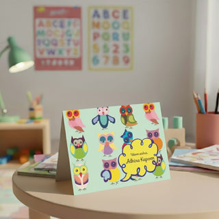 Personalised Gift Notecard - Cute Owls (18pcs) (PREPAID ONLY) (Dispatch in 5-6 Days)