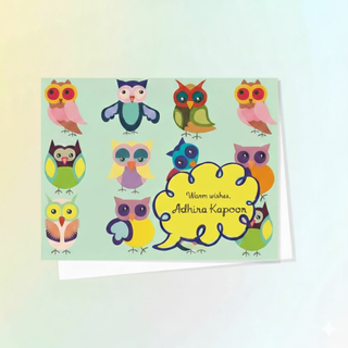 Personalised Gift Notecard - Cute Owls (18pcs) (PREPAID ONLY) (Dispatch in 5-6 Days)