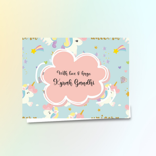 Personalised Gift Notecard - Cute Unicorn (18pcs) (PREPAID ONLY)