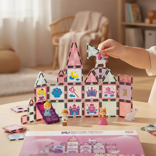 50 PCS Princess Castle Magnetic Tiles – Kids STEM Building Blocks Set (3+ Years)